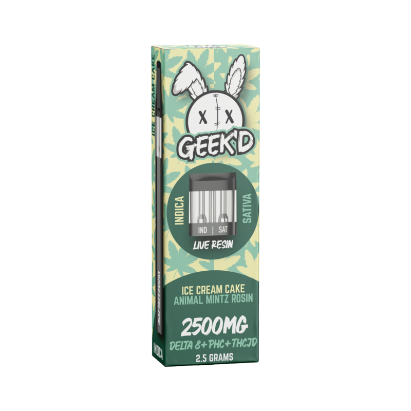 GEEK'D EXTRACTS - ICE CREAM CAKE & ANIMAL MINTZ ROSIN - DELTA 8 + PHC + THC-JD - LIVE RESIN DISPOSABLE
