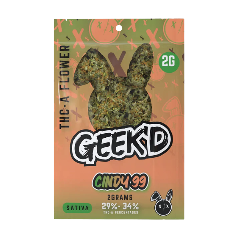 Cindy 99 THCA flower, Geek’d Extracts Cindy 99, sativa THCA strain, potent THCA flower, citrusy hemp flower, uplifting THCA strain, best sativa THCA