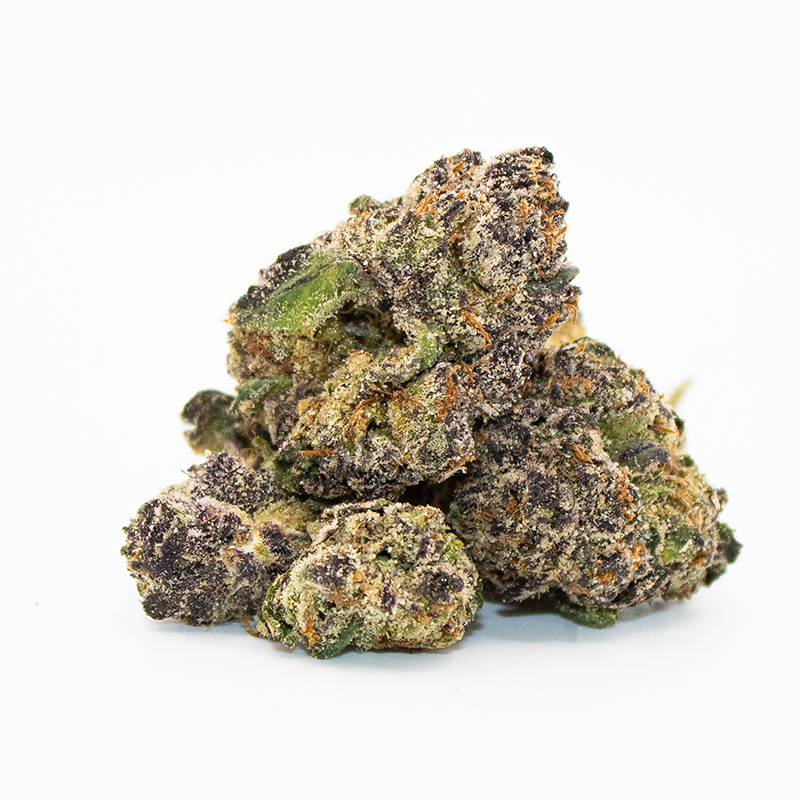Close-up of Grape Cream Cake THCA Flower Buds by Geek’d Extracts – Indica